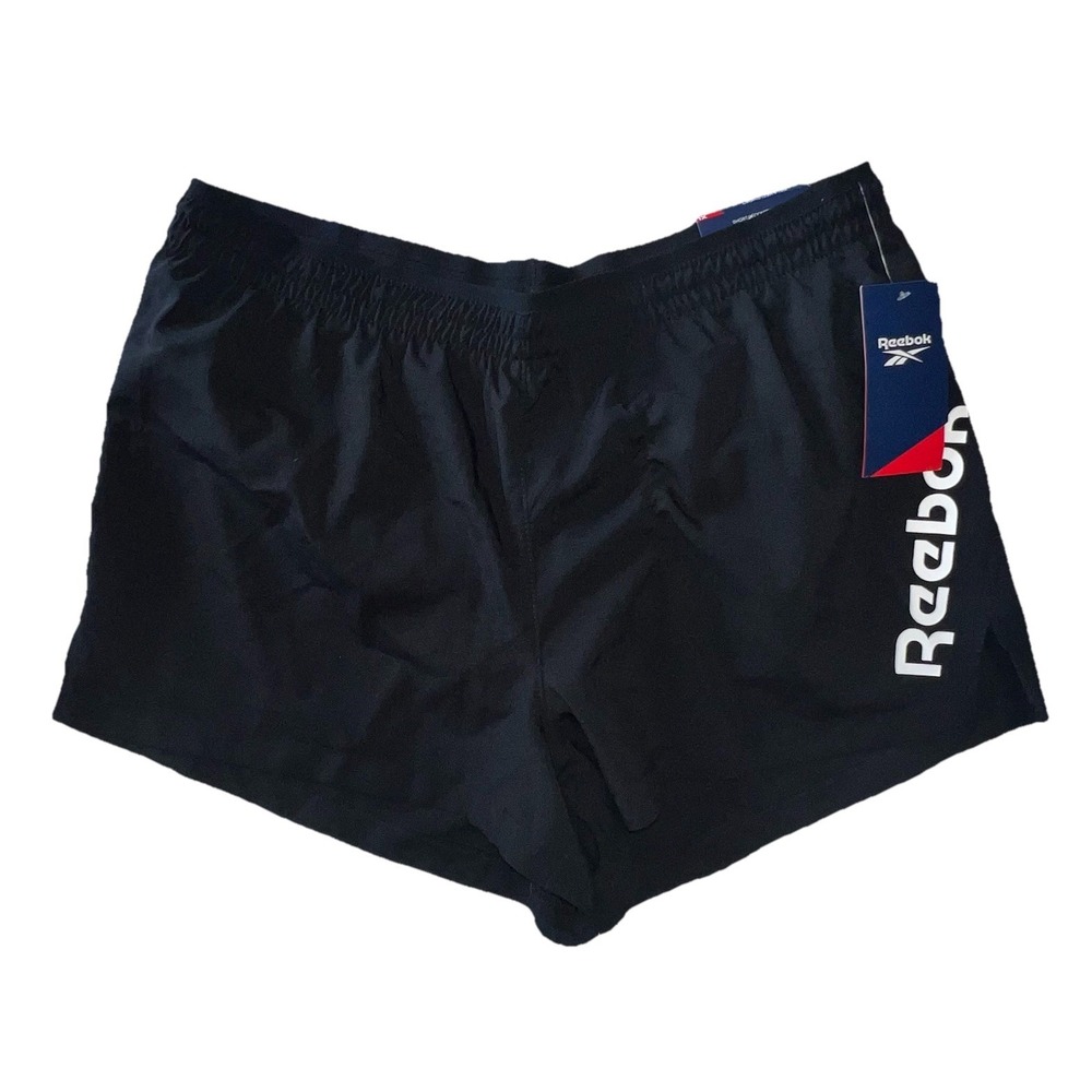 NWT Women's XL Reebok Black Retro Winners Shorts Running Athletic Sporty